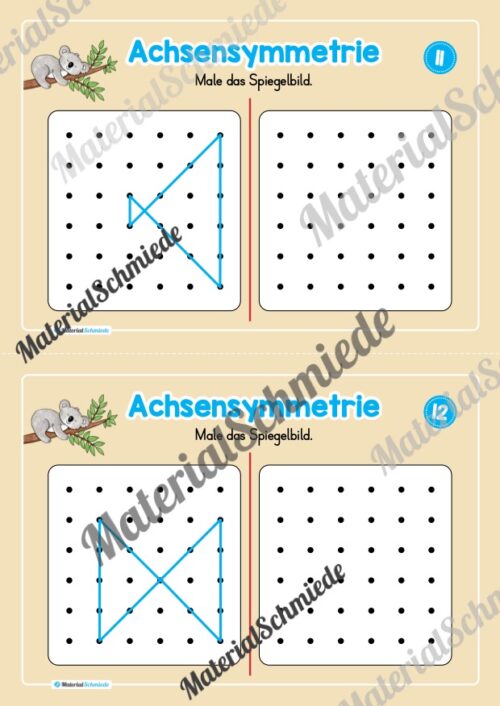 Achsensymmetrie: Punkt-Muster spiegeln (Mini-Heft) - Arbeitsblatt 06