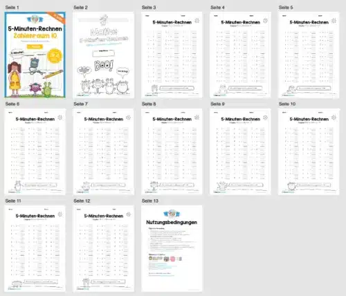 5-Minuten-Rechnen: Addition & Subtraktion im Zahlenraum 10 - Überblick