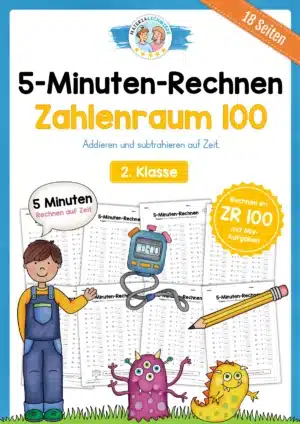 5-Minuten-Rechnen: Addition & Subtraktion im Zahlenraum 100 (Mix-Aufgaben)