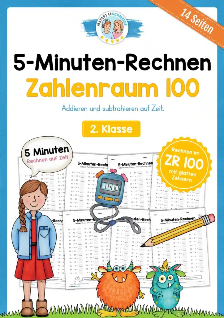 5-Minuten-Rechnen: Addition & Subtraktion im Zahlenraum 100 (Glatte Zehner)