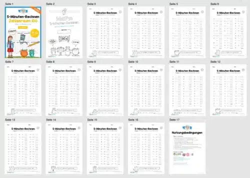 5-Minuten-Rechnen: Addition & Subtraktion im Zahlenraum 100 (Glatte Zehner) - Überblick