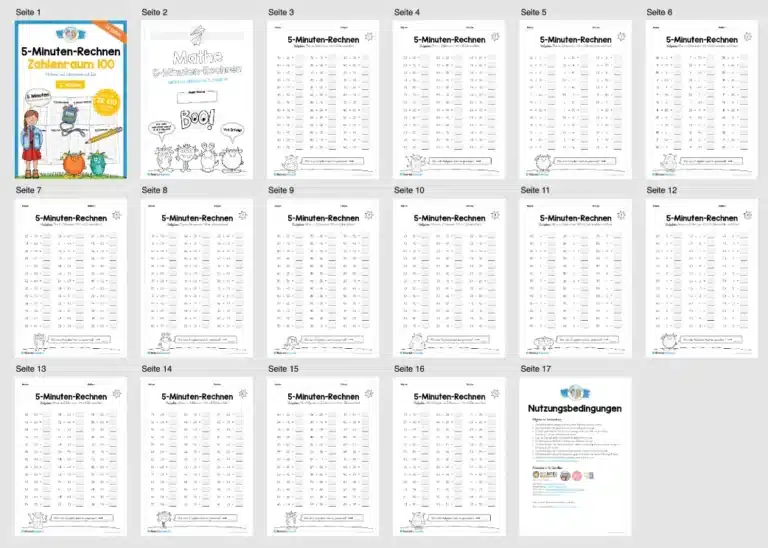 5-Minuten-Rechnen: Addition & Subtraktion im Zahlenraum 100 (Glatte Zehner) – Überblick