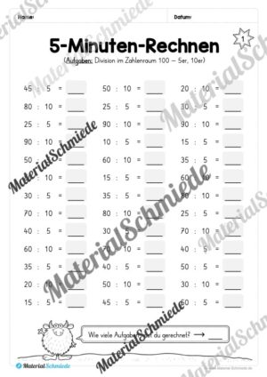 5-Minuten-Rechnen: Division im Zahlenraum 100 (Vorschau 02)