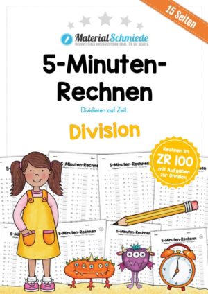 5-Minuten-Rechnen: Division im Zahlenraum 100 (15 Arbeitsblätter)