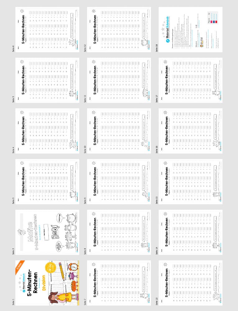 5-Minuten-Rechnen: Division im Zahlenraum 100 (Überblick)
