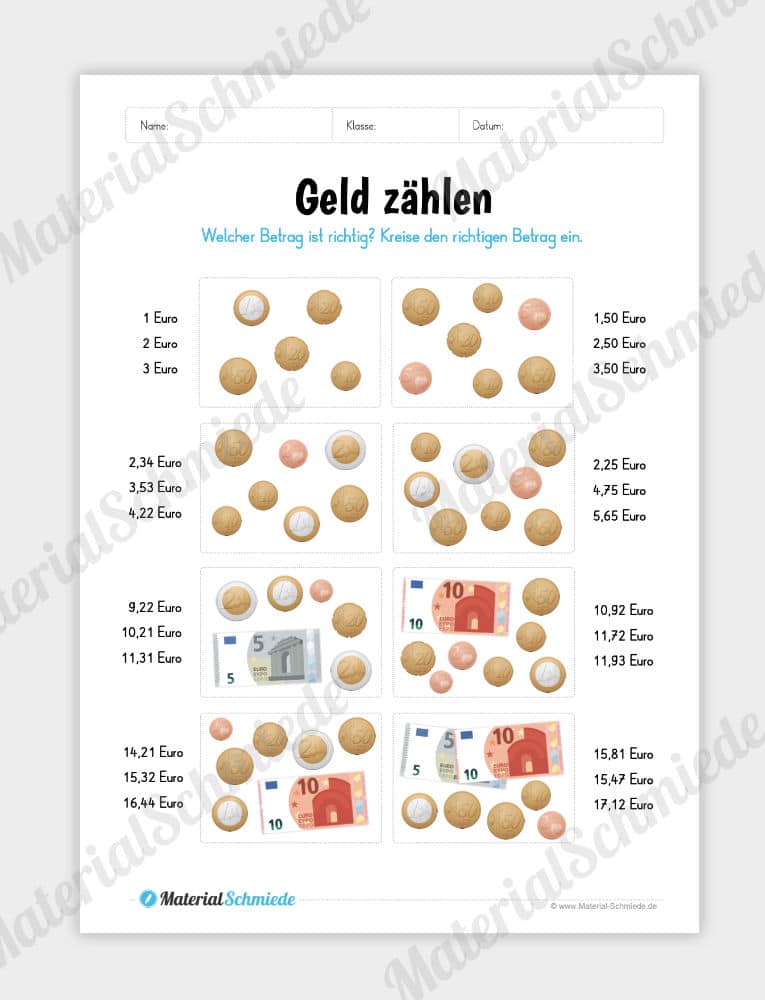 Materialpaket: Geld & Euro – Geld zählen