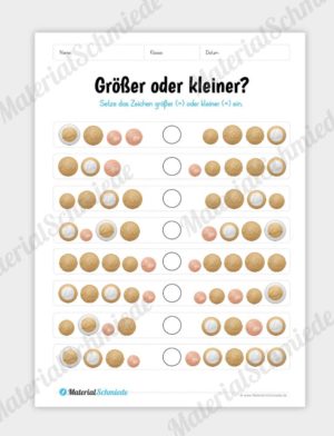 Materialpaket: Geld & Euro – Größer/Kleiner mit Münzen