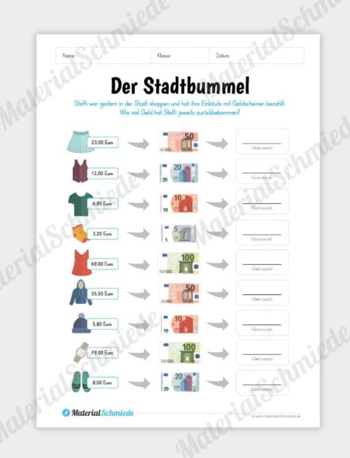 Materialpaket: Geld & Euro - Wechselgeld