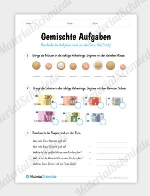 Materialpaket: Geld & Euro – Gemischte Aufgaben