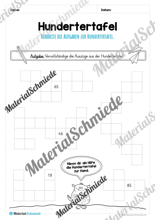 Mathe: Hundertertafel (Vorschau 10)