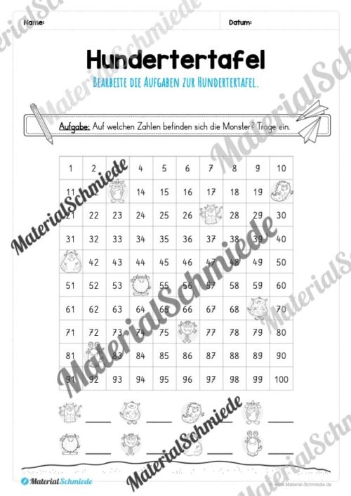 Mathe: Hundertertafel (Vorschau 11)
