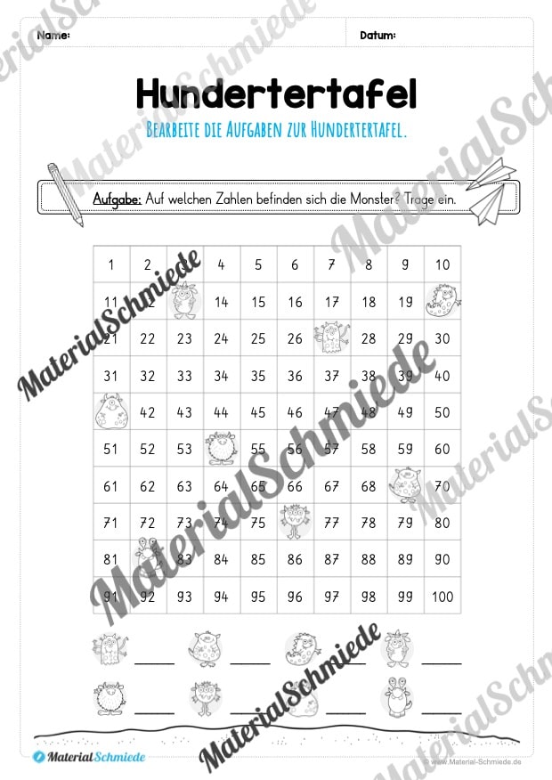 Mathe: Hundertertafel (Vorschau 11)