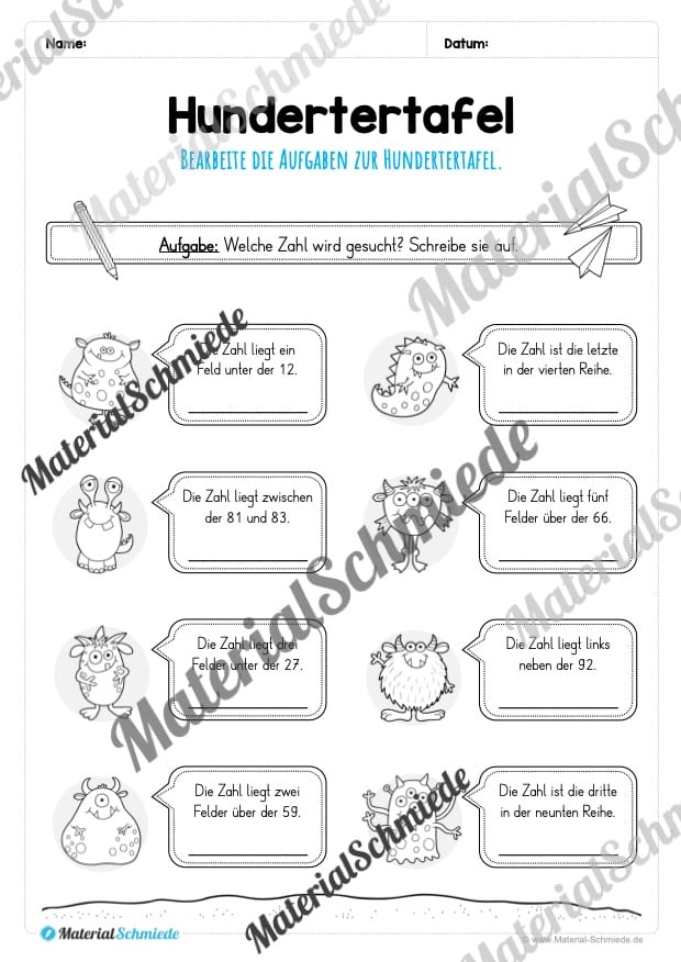 Mathe: Hundertertafel (Vorschau 19)