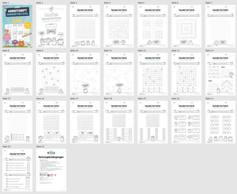 Mathe: Hundertertafel (20 Arbeitsblätter) – Überblick
