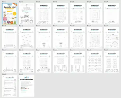 Arbeitsheft zur Hundertertafel - 2. & 3. Klasse (20 Arbeitsblätter) - Überblick