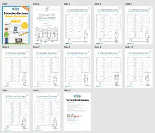 Kleines Einmaleins: 5-Minuten-Rechnen (10 Arbeitsblätter) - Überblick
