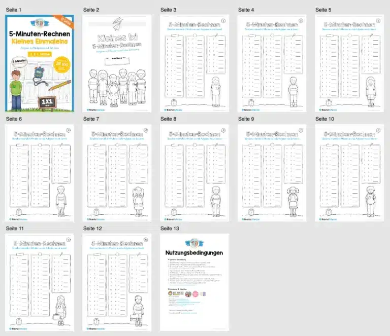 Kleines Einmaleins: 5-Minuten-Rechnen (10 Arbeitsblätter) – Überblick Kleines Einmaleins: 5-Minuten-Rechnen (10 Arbeitsblätter) – Überblick