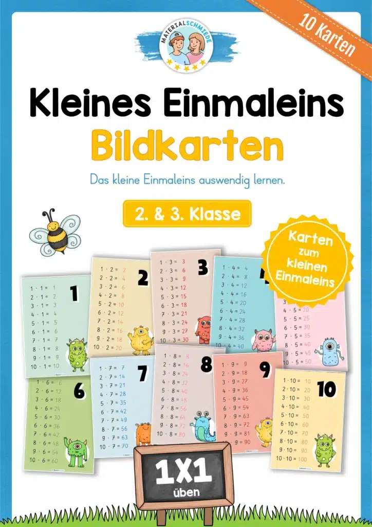 Kleines Einmaleins auswendig lernen: 10 Bildkarten (2. & 3. Klasse)