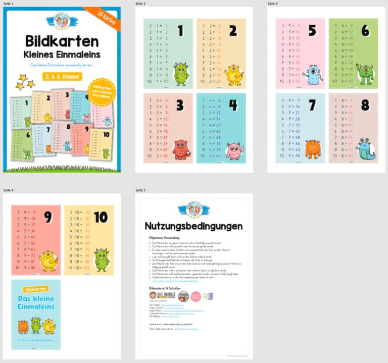 Kleines Einmaleins: Bildkarten (11 Stück)