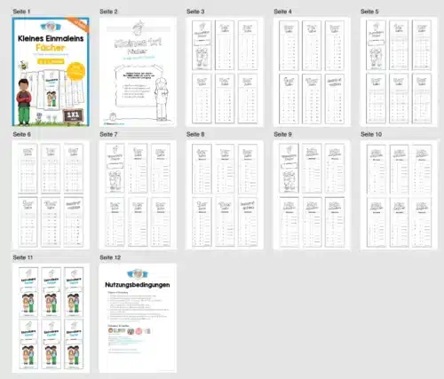 Kleines Einmaleins: Fächer (4 Varianten) 2. & 3. Klasse (Überblick)