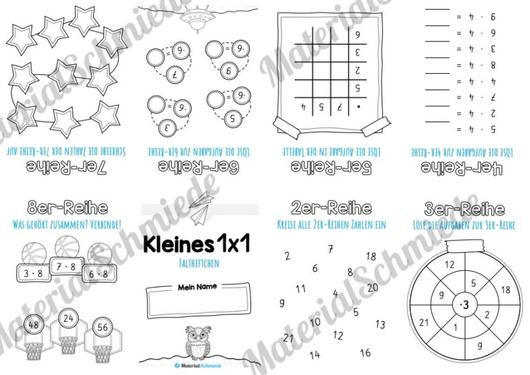 Kleines Einmaleins: Faltheft (Version ohne Linien)