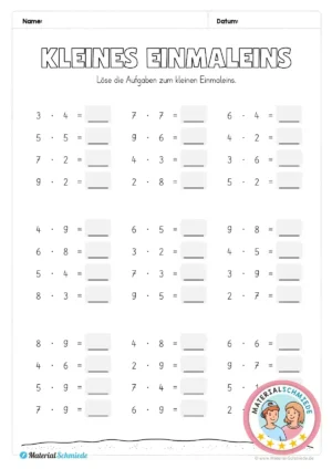 Kostenloses Arbeitsblatt: Kleines Einmaleins Kopfrechnen (2. & 3. Klasse)