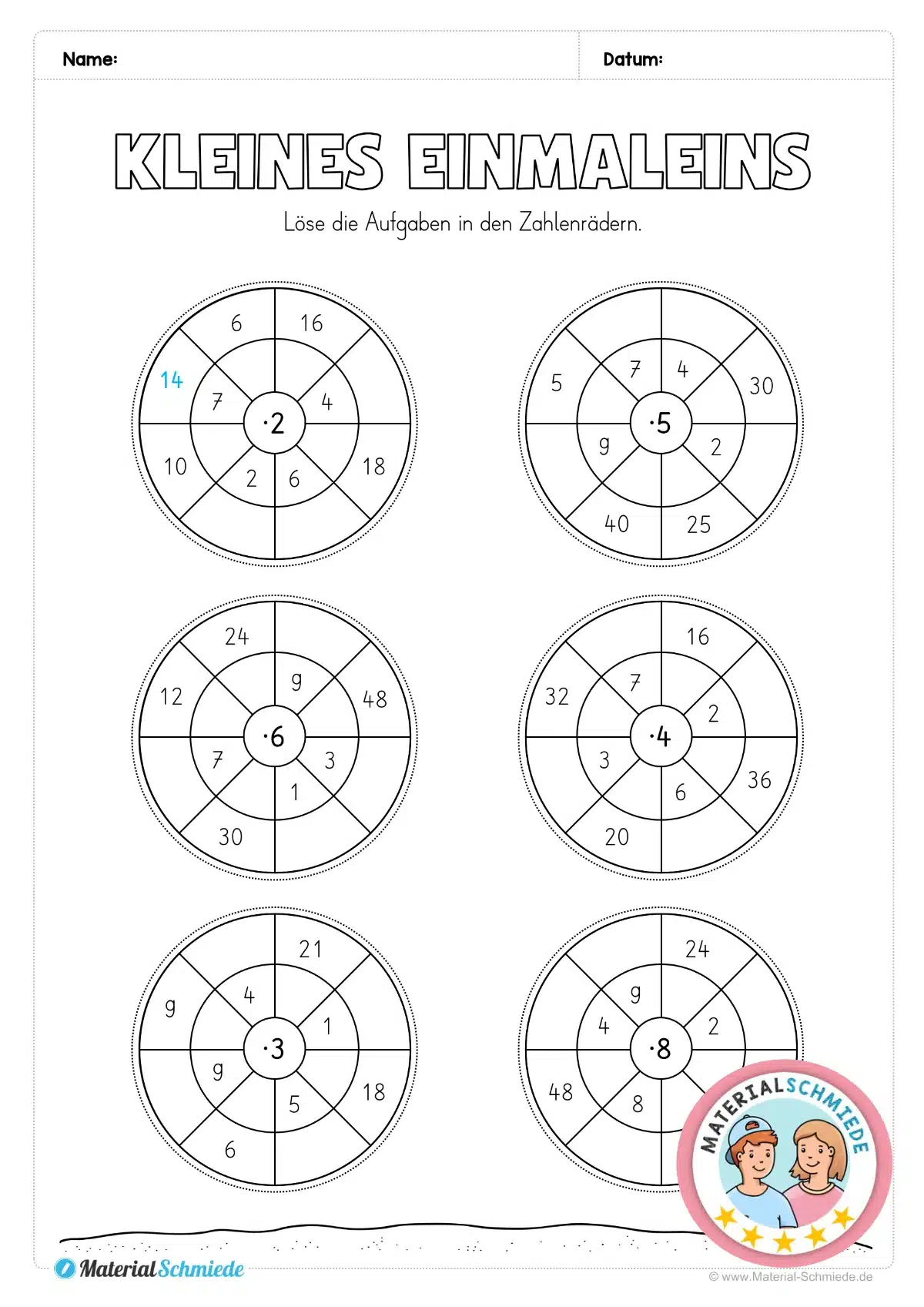 Kleines Einmaleins: Zahlenräder