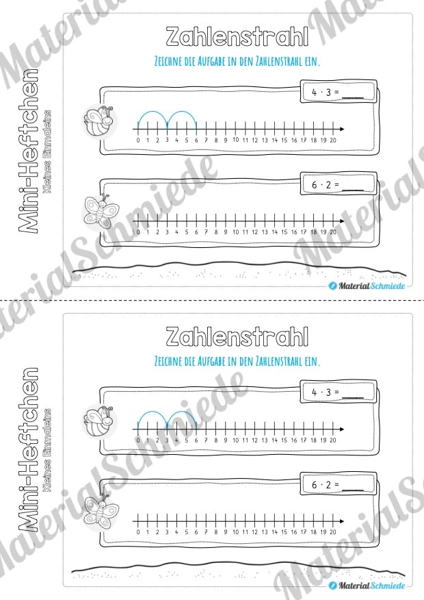 Kleines Einmaleins: Mini-Heft (Zahlenstrahl)