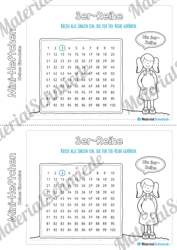 Kleines Einmaleins: Mini-Heft (3er-Reihe Tabelle)