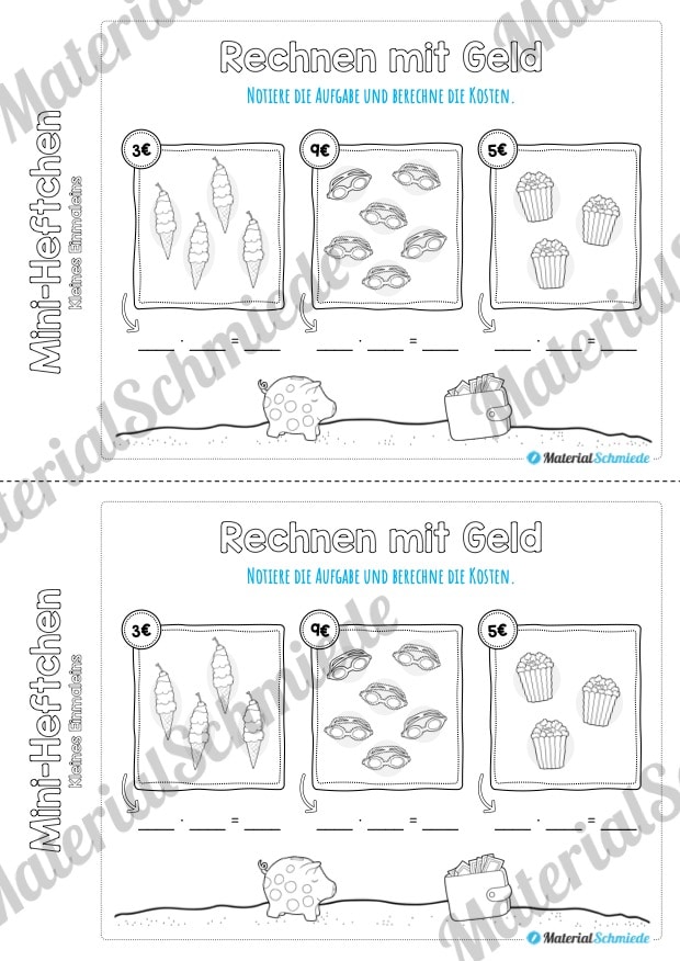 Kleines Einmaleins: Mini-Heft (Rechnen mit Geld)