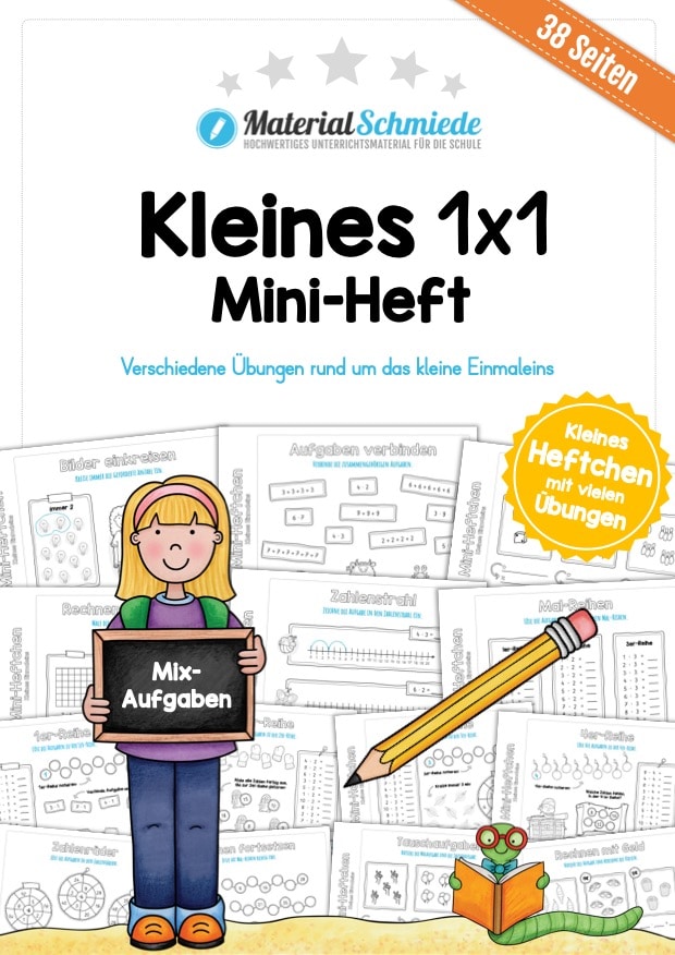 Kleines Einmaleins: Mini-Heft (38 Arbeitsblätter)