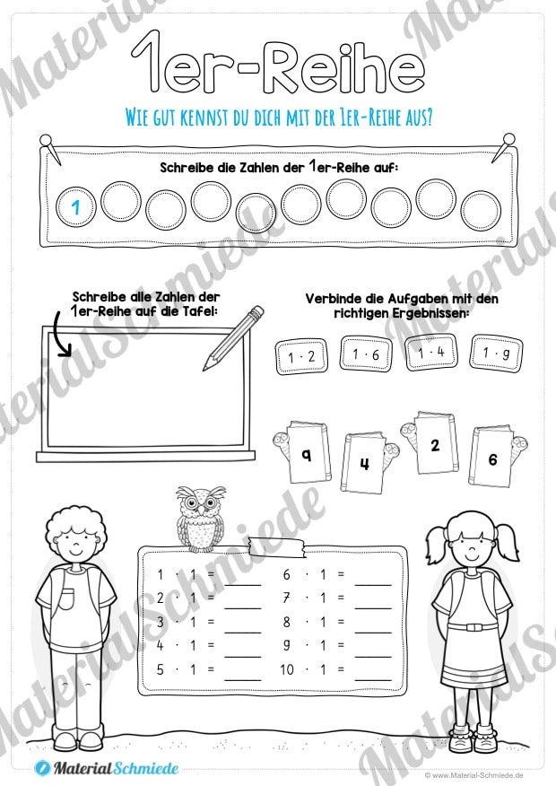 Kleines Einmaleins: Reihen von 1-10 (1er-Reihe)