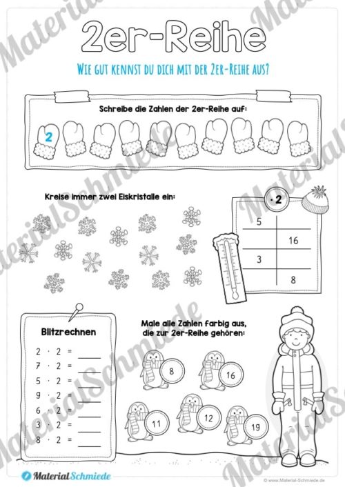 Kleines Einmaleins: Reihen von 1-10 (2er-Reihe)