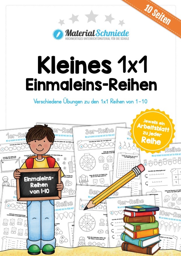 Kleines Einmaleins: Reihen von 1-10 (10 Arbeitsblätter)