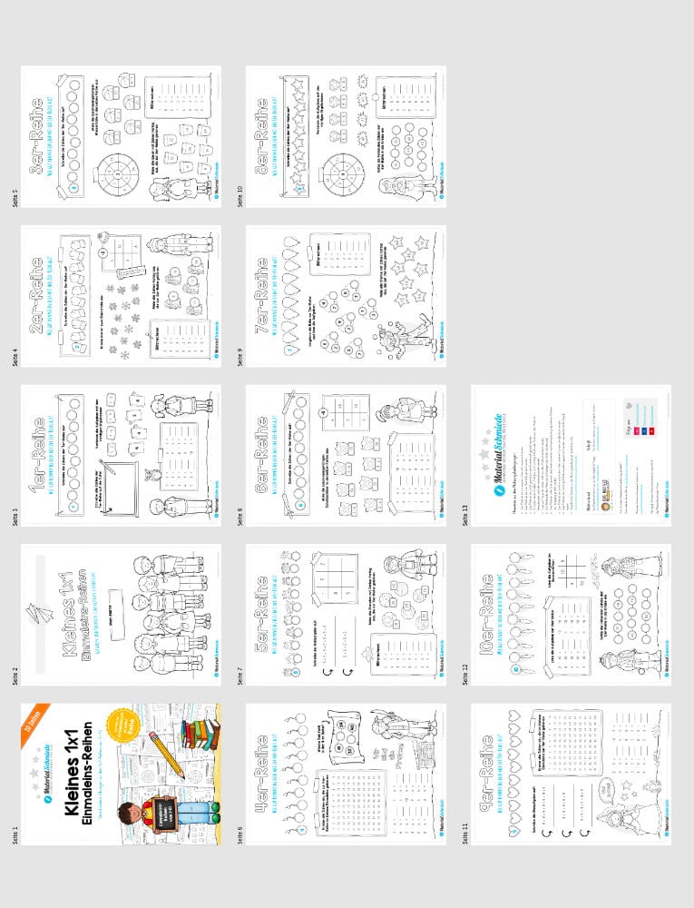 Kleines Einmaleins: Reihen von 1-10 (Überblick)