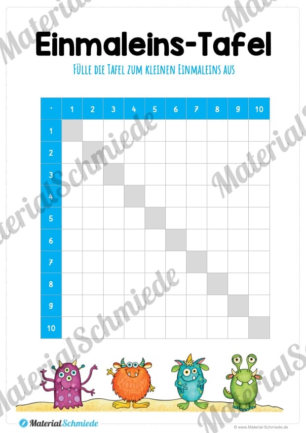 Kleines 1×1: Tafel / Multiplikationstafel (Vorschau 05)