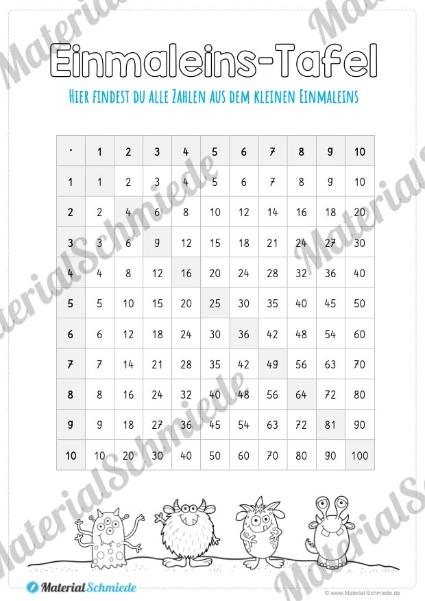Kleines 1×1: Tafel / Multiplikationstafel (Vorschau 06)