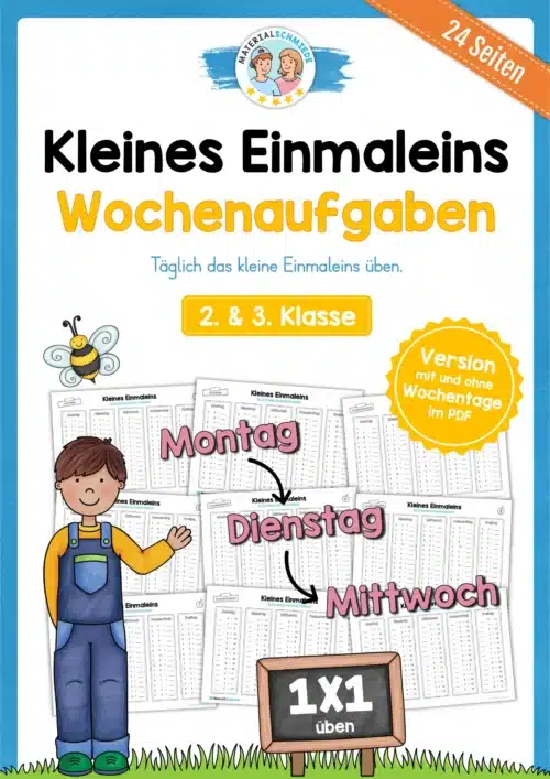 Kleines Einmaleins: Wochenaufgaben / Tagesaufgaben (25 Arbeitsblätter)