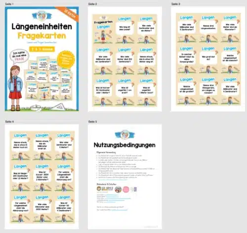 Fragekarten: Thema Längen (2. & 3. Klasse) - Überblick
