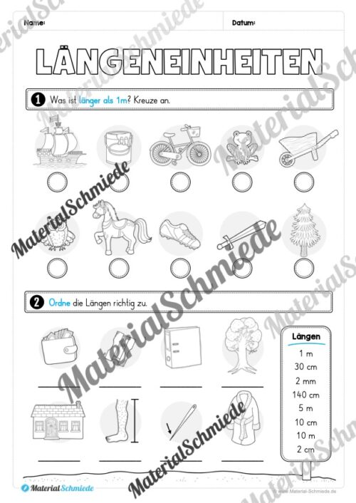 Arbeitsheft Längen: Grundwissen (2. & 3. Klasse) - Arbeitsblatt 09