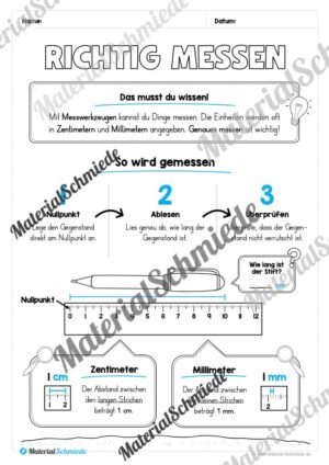 Längen Arbeitsheft: Messen (2. & 3. Klasse) – Arbeitsblatt 02
