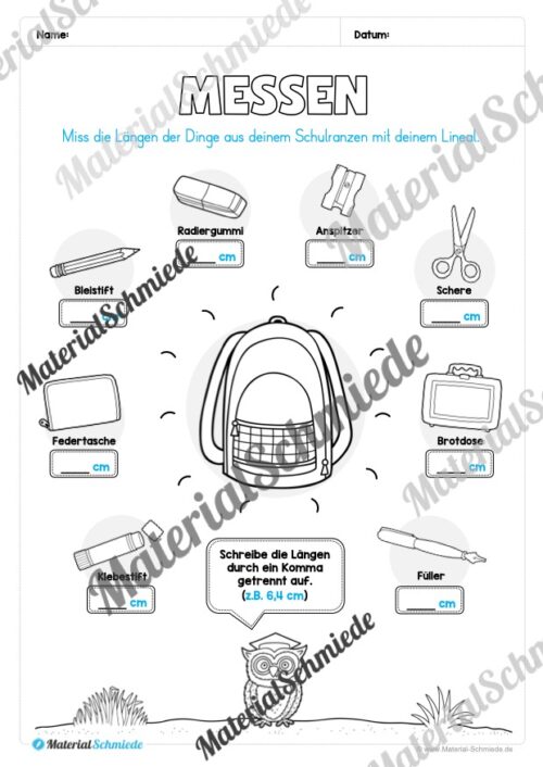 Längen Arbeitsheft: Messen (2. & 3. Klasse) - Arbeitsblatt 07