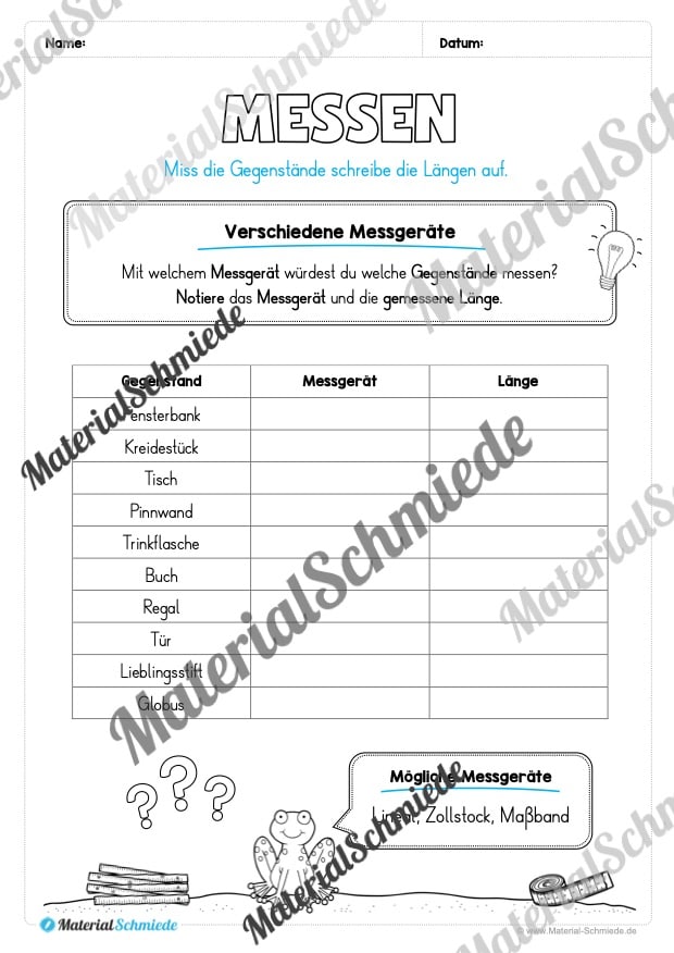 Längen Arbeitsheft: Messen (2. & 3. Klasse) – Arbeitsblatt 09