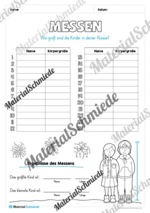 Längen Arbeitsheft: Messen (2. & 3. Klasse) – Arbeitsblatt 12