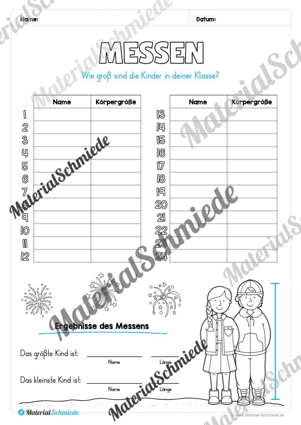 Längen Arbeitsheft: Messen (2. & 3. Klasse) – Arbeitsblatt 12