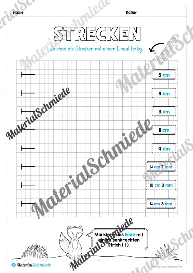 Längen Arbeitsheft: Messen (2. & 3. Klasse) – Arbeitsblatt 13