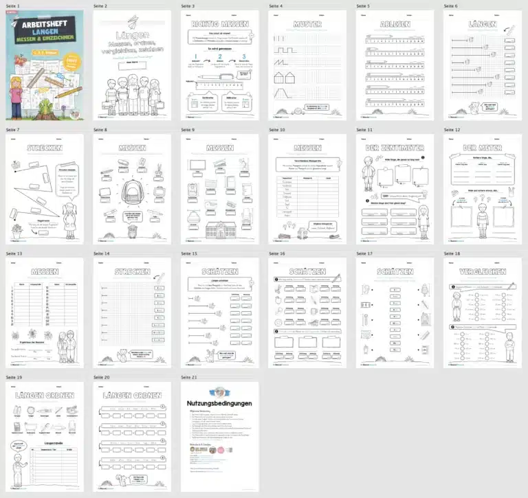 Längen Arbeitsheft: Messen (2. & 3. Klasse) – Überblick