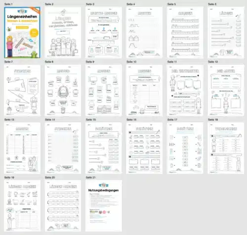 Längen Arbeitsheft: Messen, ordnen, vergleichen, zeichnen (2. & 3. Klasse) - Überblick