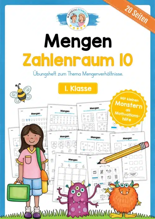 Übungsheft: Mengen / Mengenverhältnisse im Zahlenraum 10 (20 Arbeitsblätter)
