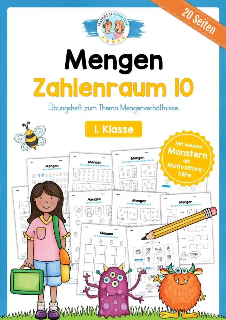 Übungsheft: Mengen / Mengenverhältnisse im Zahlenraum 10 (20 Arbeitsblätter)